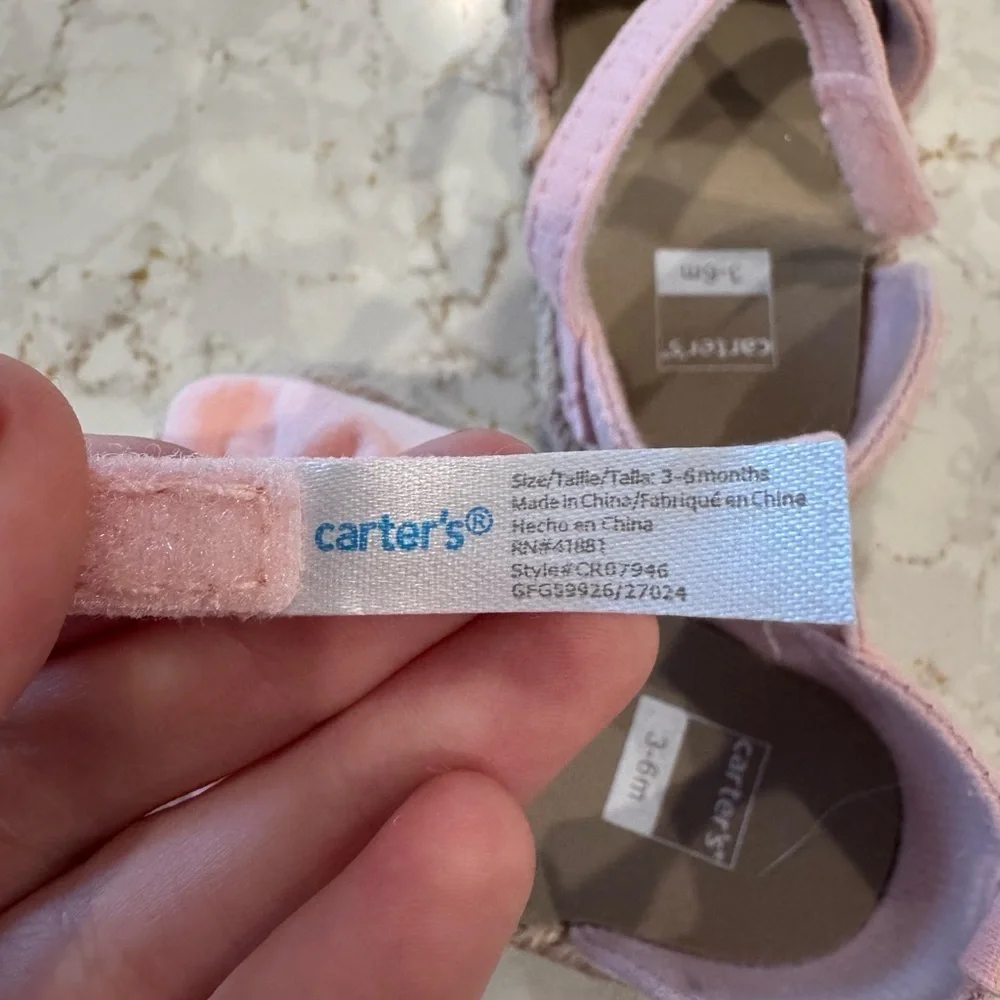 3-6M Carter’s Baby Girls Pink Bow Kids Sandals